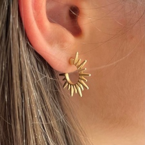 Sunburst Huggie Earrings - Gold